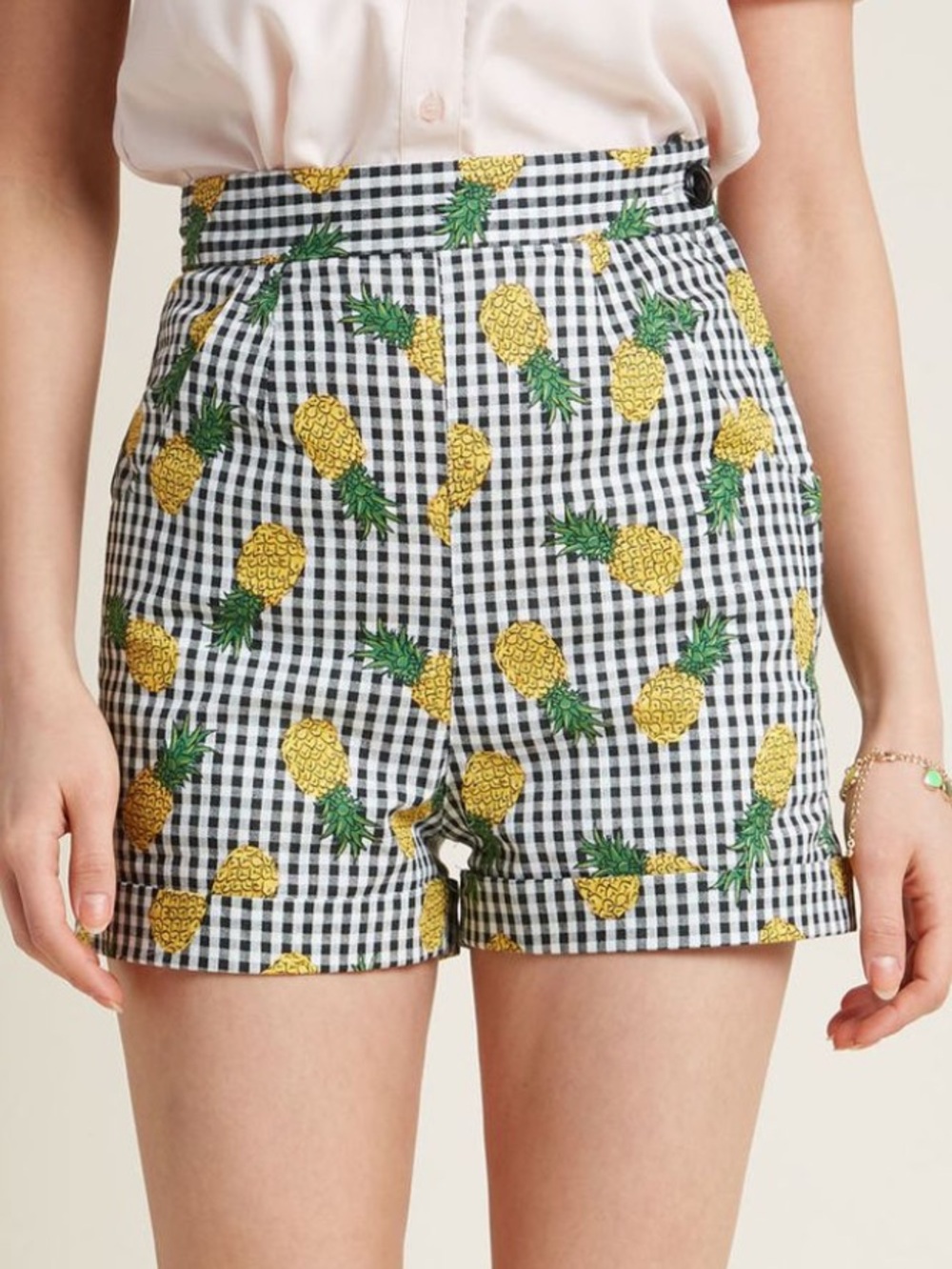 🆕 Collectif X ModCloth Ayana Pineapple Gingham High-Waisted Shorts